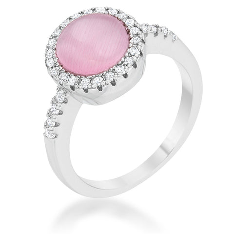 Patricia 0.3ct CZ Pink Cat's Eye Rhodium Classic Ring - R08501R-V01
