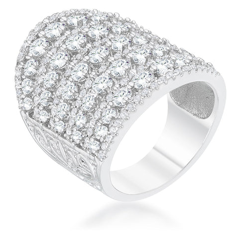Charlyn 2.5ct Rhodium CZ Statement Cocktail Ring - R08502R-C01