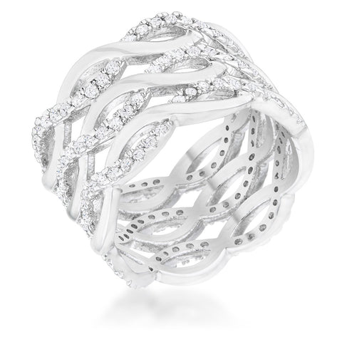 Brandy 0.88ct CZ Rhodium Twist Wide Cocktail Ring - R08507R-C01