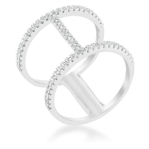 Christina 0.3ct CZ Rhodium Open Contemporary Wide Ring - R08510R-C01