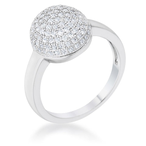 Brie 0.6ct CZ Rhodium Contemporary Sphere Ring - R08515R-C01