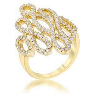 Natasha 0.94ct CZ 14k Gold Contemporary Cocktail Ring - R08524G-C01