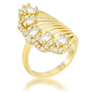 Natalie 2.15ct CZ 14k Gold Contemporary Cocktail Ring - R08525G-C01