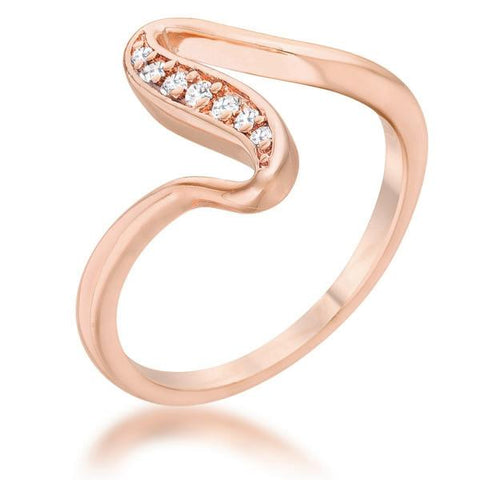 0.07ct CZ Rose Gold Simple Wave Ring LSR08526A-C01