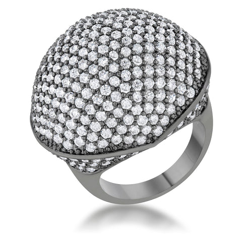 Dara 4.75ct CZ Hematite Dome Cocktail Ring - R08539B-C01