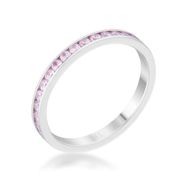 Teresa 0.5ct Pink CZ Stainless Steel Eternity Band - R08546V-V12