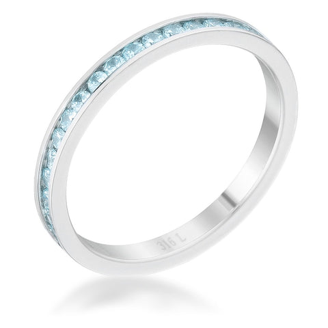 Teresa 0.5ct Aqua CZ Stainless Steel Eternity Band - R08546V-V32
