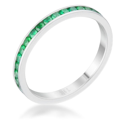 Lucky Silver - Silver Designer Stackable Emerald Crystal Ring - LOCAL STOCK - LSR-C40