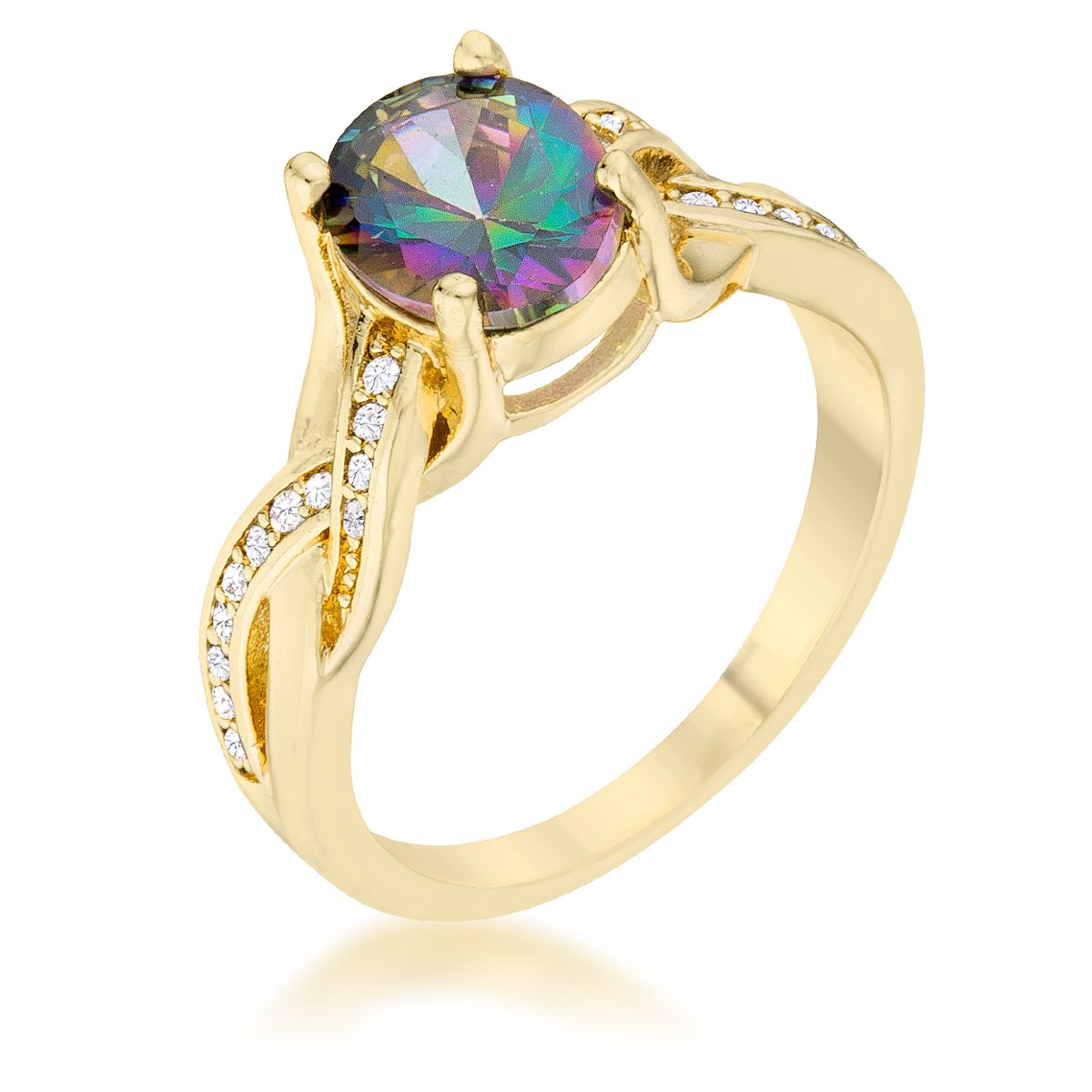 Justine 2ct Mystic CZ 14k Gold Classic Oval Ring - R08549G-C19