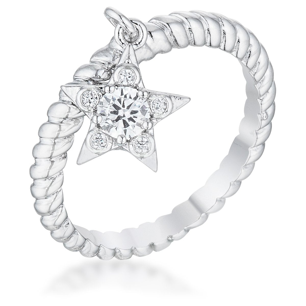 Cubic Zirconia Star Charm Fashion Ring - R08558R-C01