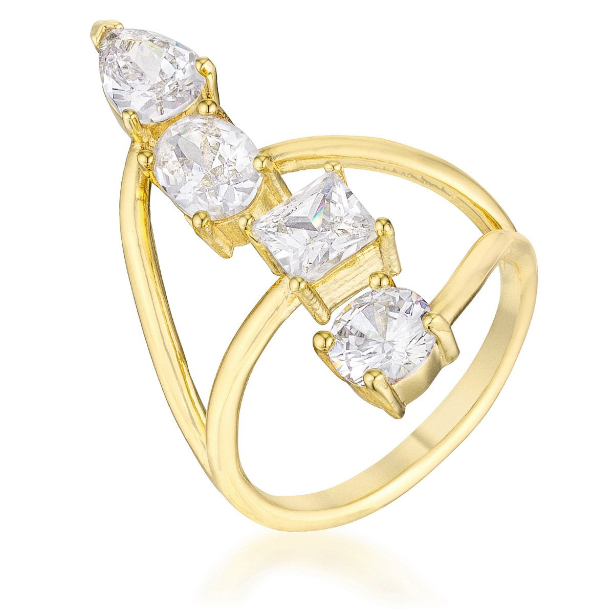 3CT Stunning CZ Goldtone Ring - R08564G-C01