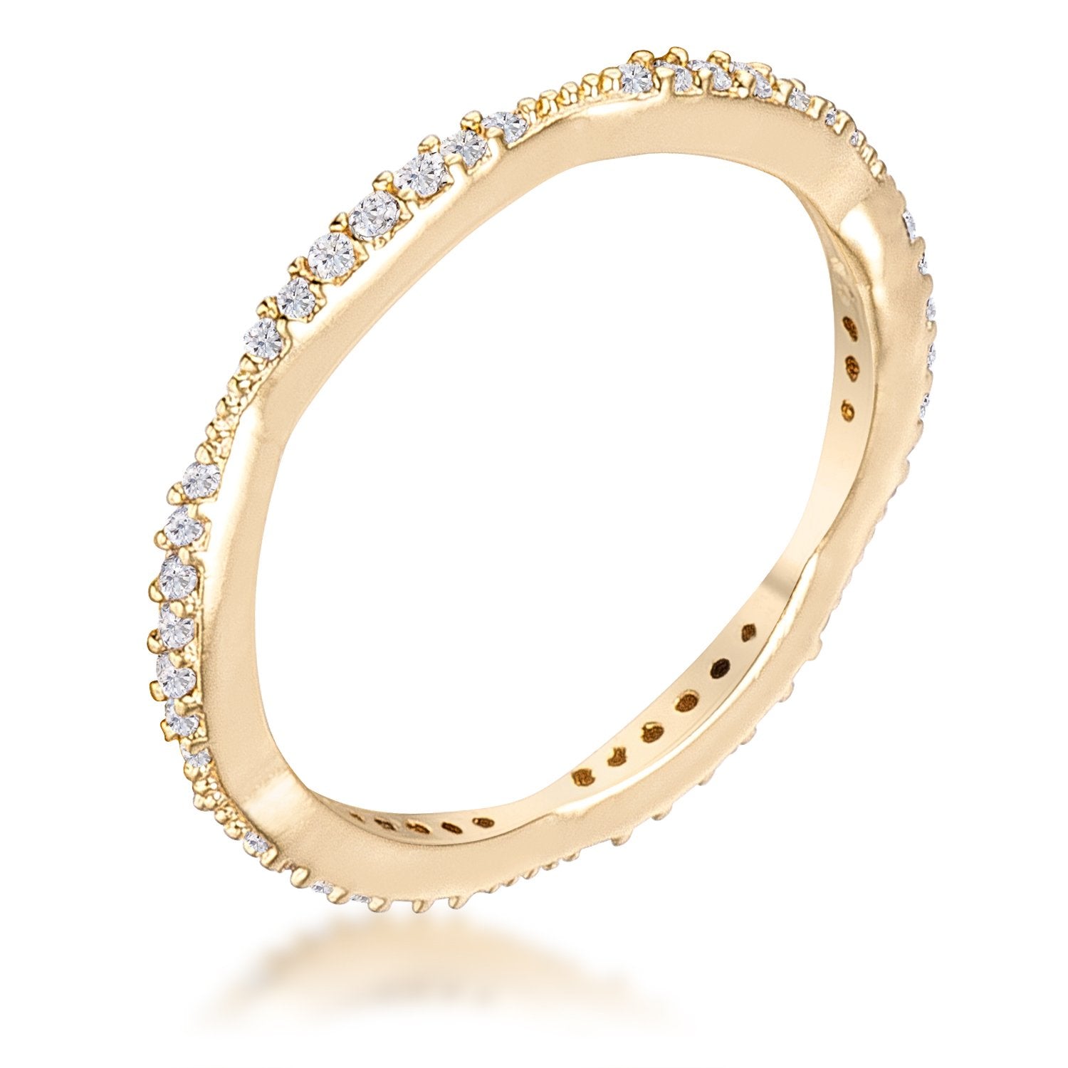 Dainty 18k Gold Plated Micro Pave CZ Stackable Eternity Ring .42Ct - R08588G-C01