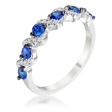 .18Ct S Shape Blue and Clear CZ Half Eternity Ring LSR08598T-C30