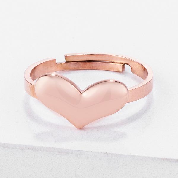 Adjustable Rose Gold Heart Ring LSR08608AV-V00