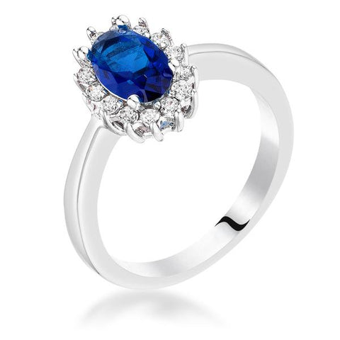 Sapphire Blue CZ Petite Oval Ring LSR08630R-C30