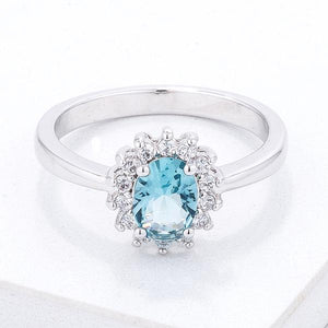Ice Blue CZ Petite Oval Silver Ring LSR08630R-C31