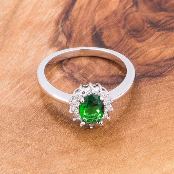 Emerald Green CZ Petite Oval Ring LSR08630R-C40