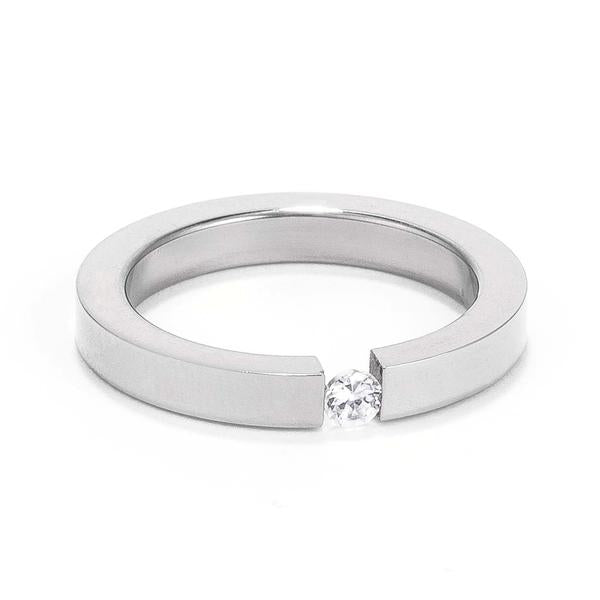 4MM Stainless Steel Floating Solitaire Ring LSR08708V-S01