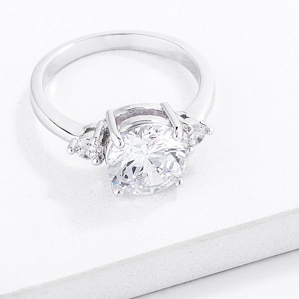 Classic Three Stone Clear CZ Engagement Ring LSR08711R-C01