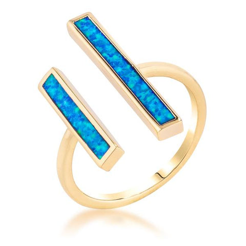 18k Gold Plated Blue Opal Ring LSR08712G-V01