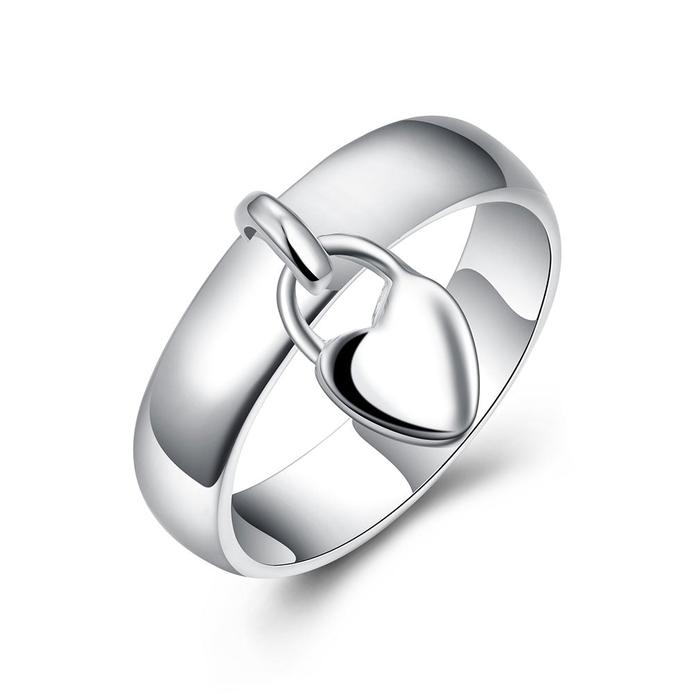 Lucky Silver - Silver Designer Heart Charm Ring - LOCAL STOCK - LSR133