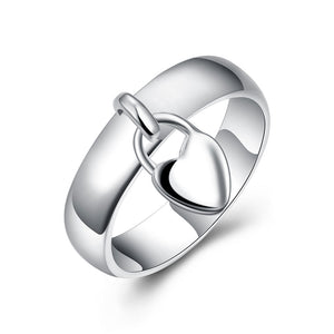 Lucky Silver - Silver Designer Heart Charm Ring - LOCAL STOCK - LSR133