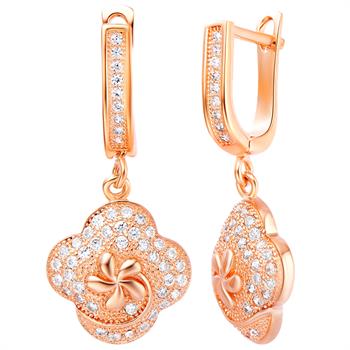 White Gold Plated Rose Gold Earrings LSR220