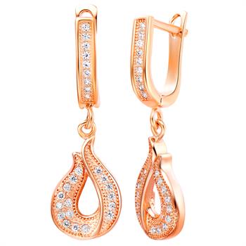 White Gold Plated Rose Gold Earrings LSR224