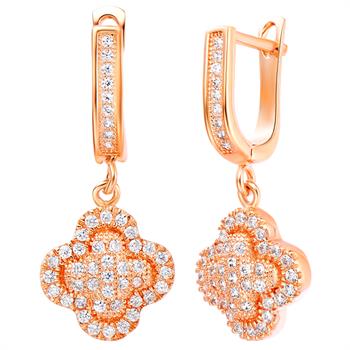 White Gold Plated Rose Gold Earrings LSR236