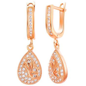 White Gold Plated Rose Gold Earrings LSR240