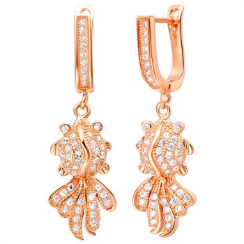 White Gold Plated Rose Gold Earrings LSR244