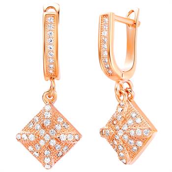 White Gold Plated Rose Gold Earrings LSR248