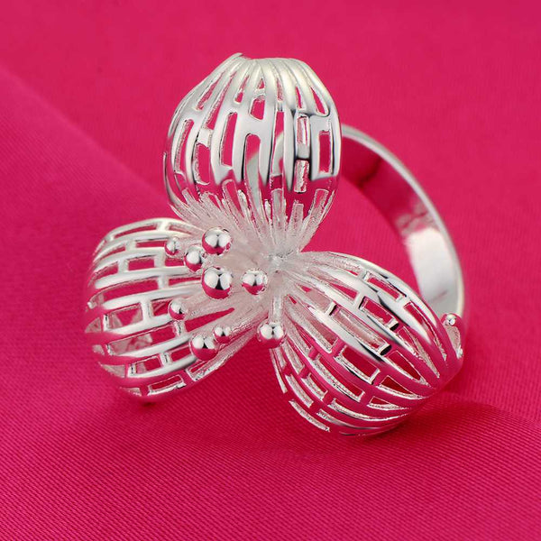 Lucky Silver - Silver Designer 3 Petal Flower Ring - LOCAL STOCK - LSR272