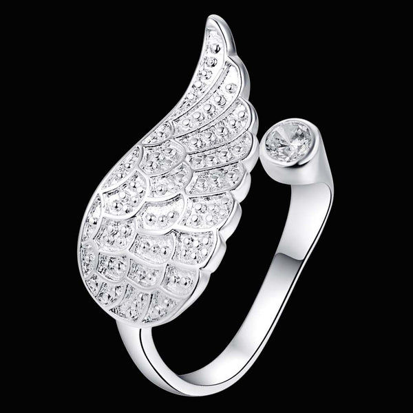 Lucky Silver - Silver Designer Angel Wing Adjustable Ring - LOCAL STOCK - LSR274