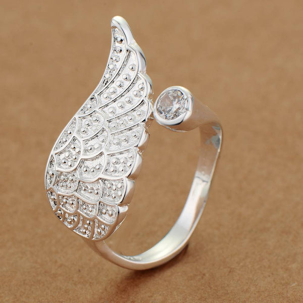 Lucky Silver - Silver Designer Angel Wing Adjustable Ring - LOCAL STOCK - LSR274