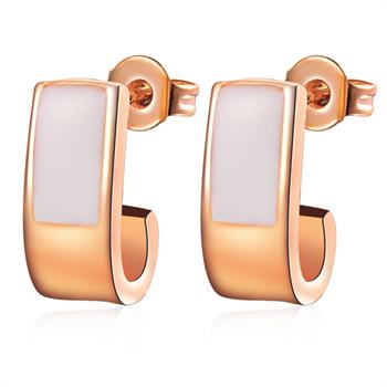 White Gold Plated Rose Gold Earrings LSR344