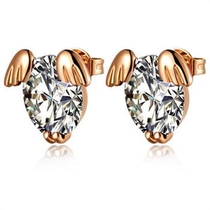 White Gold Plated Rose Gold Earrings LSR350