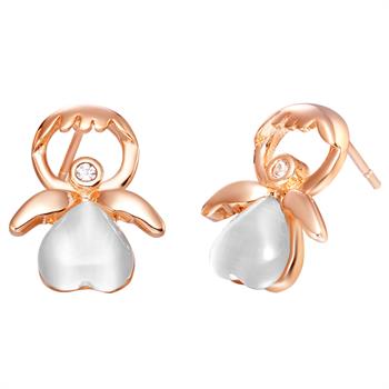 White Gold Plated Rose Gold Earrings LSR368