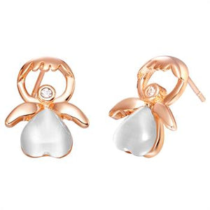 White Gold Plated Rose Gold Earrings LSR368