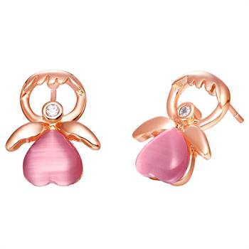 White Gold Plated Rose Gold Earrings LSR369