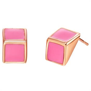 White Gold Plated Rose Gold Earrings LSR373