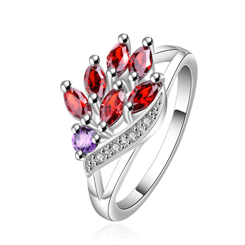 Lucky Silver - Silver Designer Amethyst and Ruby Red Ring - LOCAL STOCK - LSR555