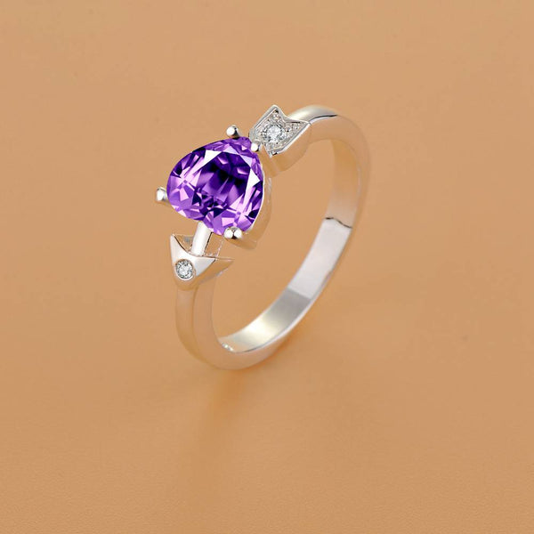 Lucky Silver - Silver Designer Amethyst Ring