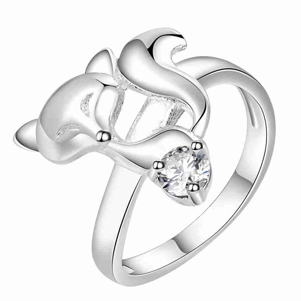 Lucky Silver - Silver Designer Unique Fox Ring with Swarovski Crystal - LOCAL STOCK - LSR618