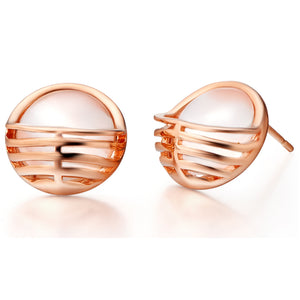 White Gold Plated Rose Gold Earrings LSR700