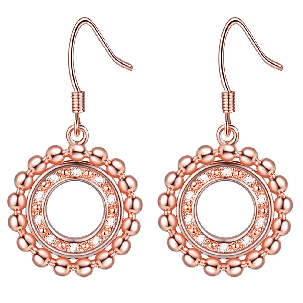 White Gold Plated Rose Gold Earrings LSR865