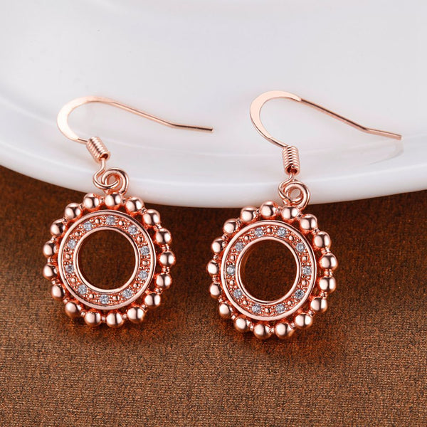 White Gold Plated Rose Gold Earrings LSR865