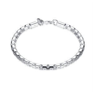 Lucky Silver - Silver Designer Round Track Link Bracelet - LOCAL STOCK