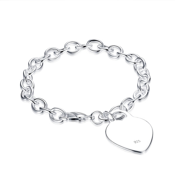 Lucky Silver - Silver Designer Bracelet with Heart Disc Pendant - LOCAL STOCK - LSH268