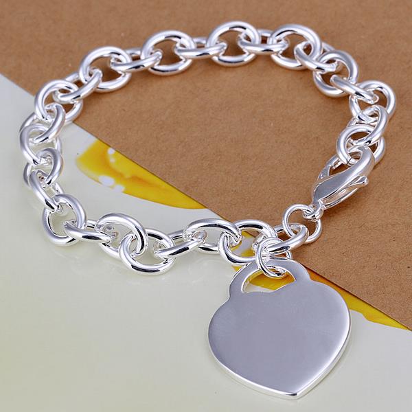 Lucky Silver - Silver Designer Bracelet with Heart Disc Pendant - LOCAL STOCK - LSH268